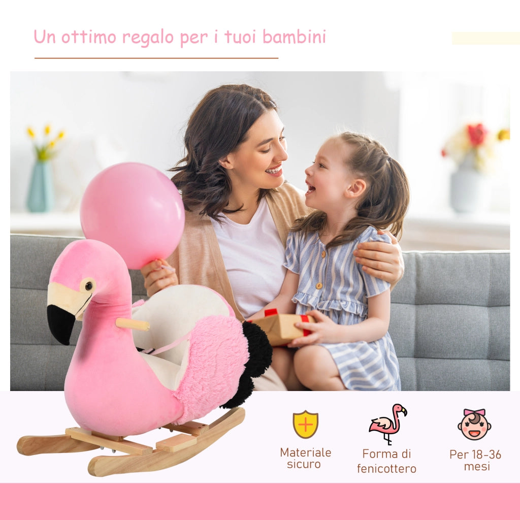 Cavallo a Dondolo Bambini Legno Sicurezza Rosa ¨C Minimal