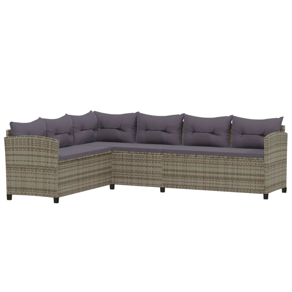 Set Divani da Giardino 6 pz con Cuscini in Polyrattan Grigio 3098169