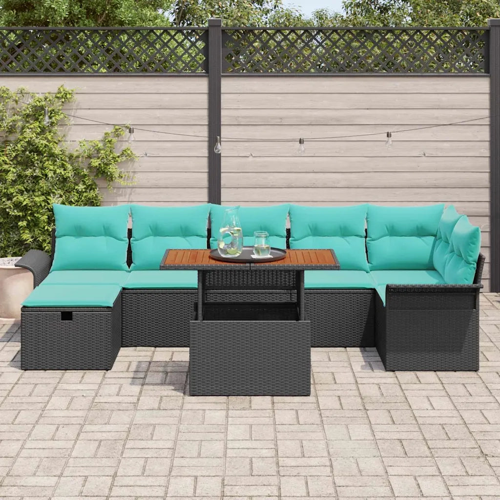 Set Divano da Giardino 8 pcs Nero polyrattan 3361256