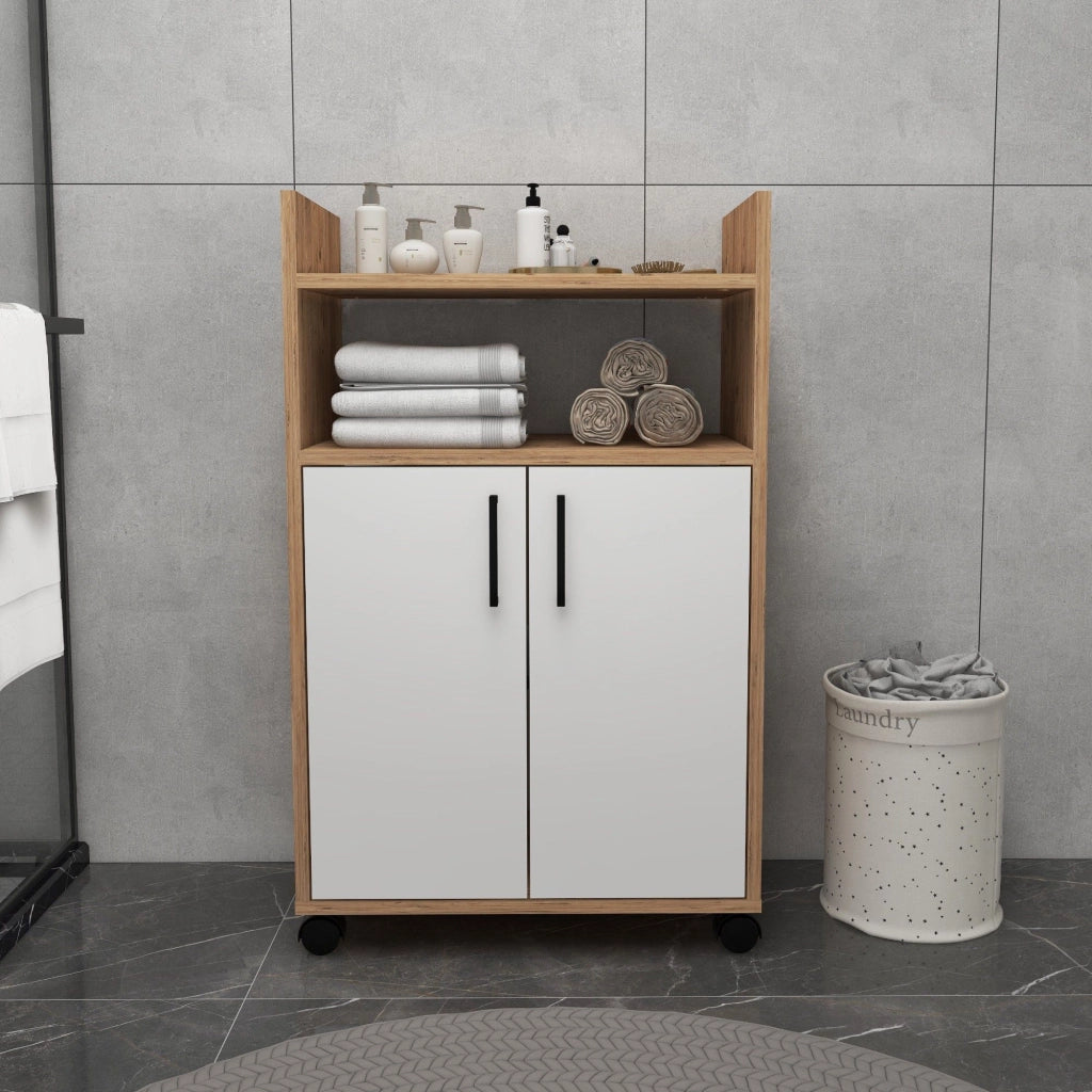 Marzi, Armadio Multiuso 2 Ante 4 Ripiani, 60x97h cm Marrone Rovere
