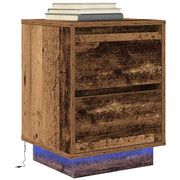 Comodino con Luci LED Legno Antico 38x34x50 cm 861297