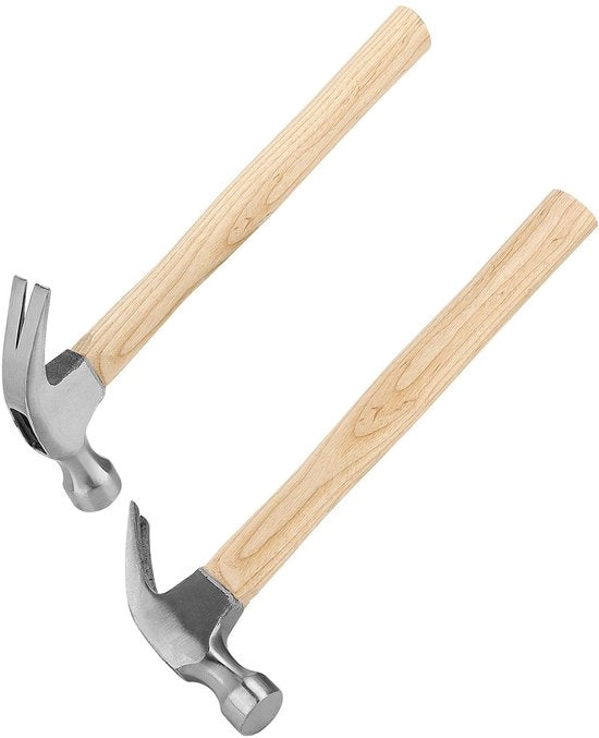Hammer a Martello in Acciaio con Manico in Legno - 33 cm x 14 cm - 2 Pezzi