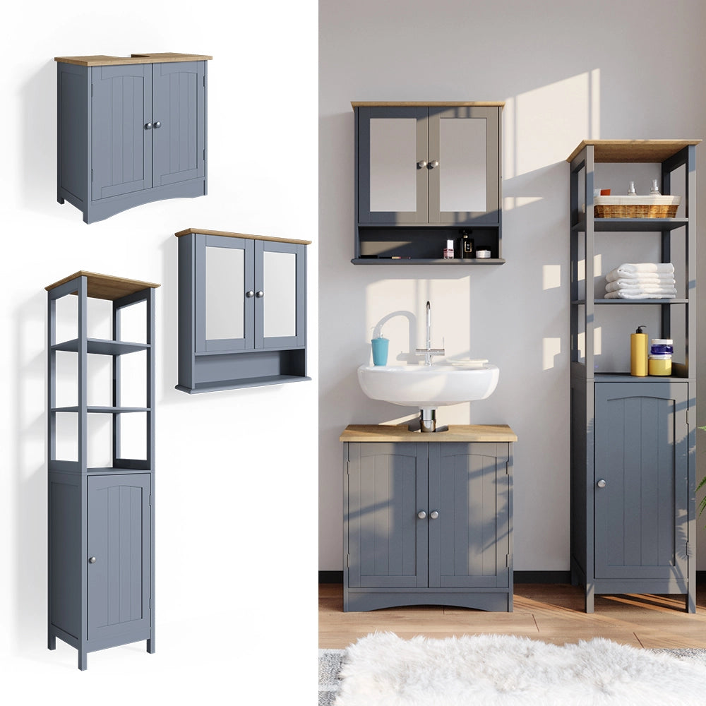 Vicco Set mobili bagno Grigio 3 parti, con colonna