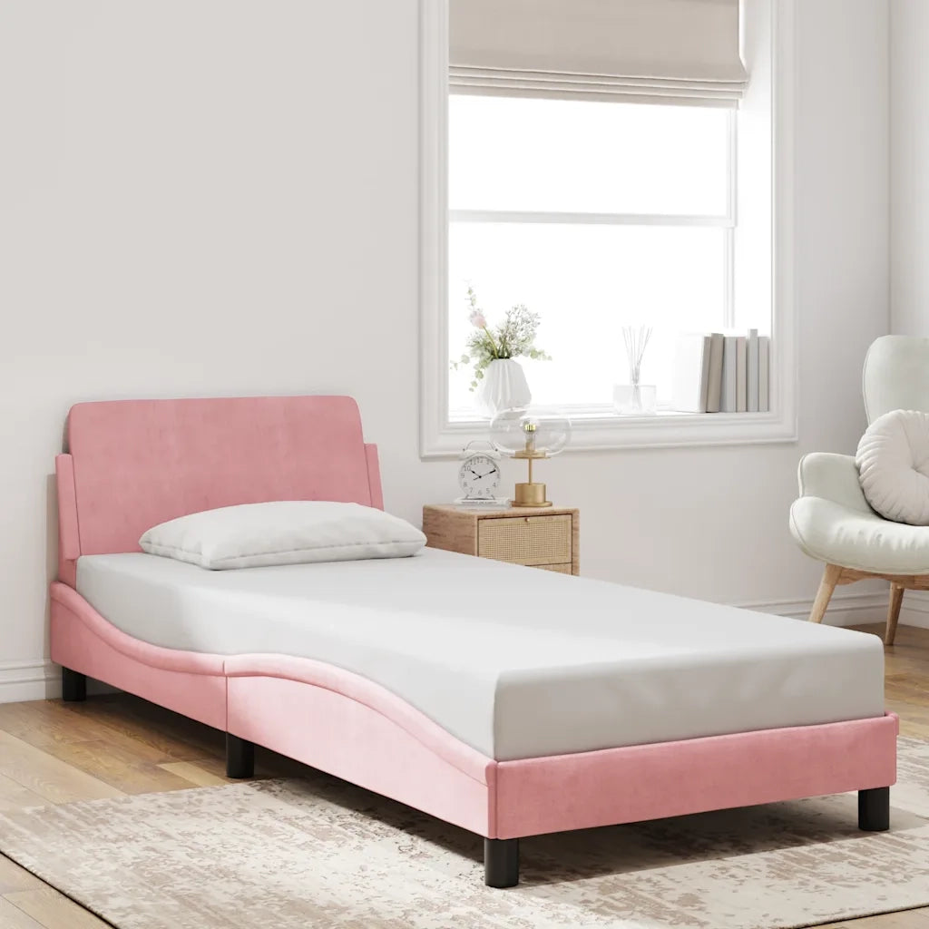 Giroletto con Testiera Dover Rosa 90x200 cm Velluto 373117
