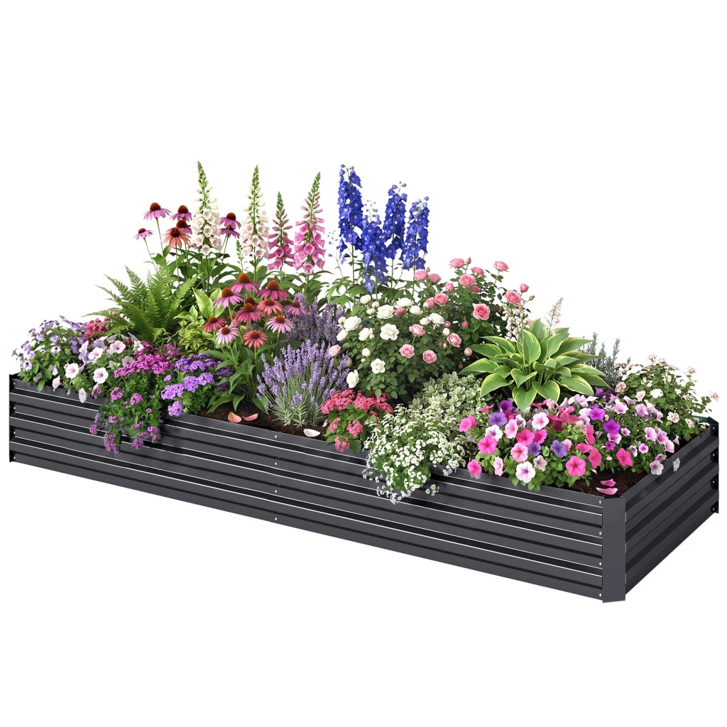 Letto da giardino rettangolare ¨C Minimal ¨C grigio acciaio ondulato 241x90x30 cm