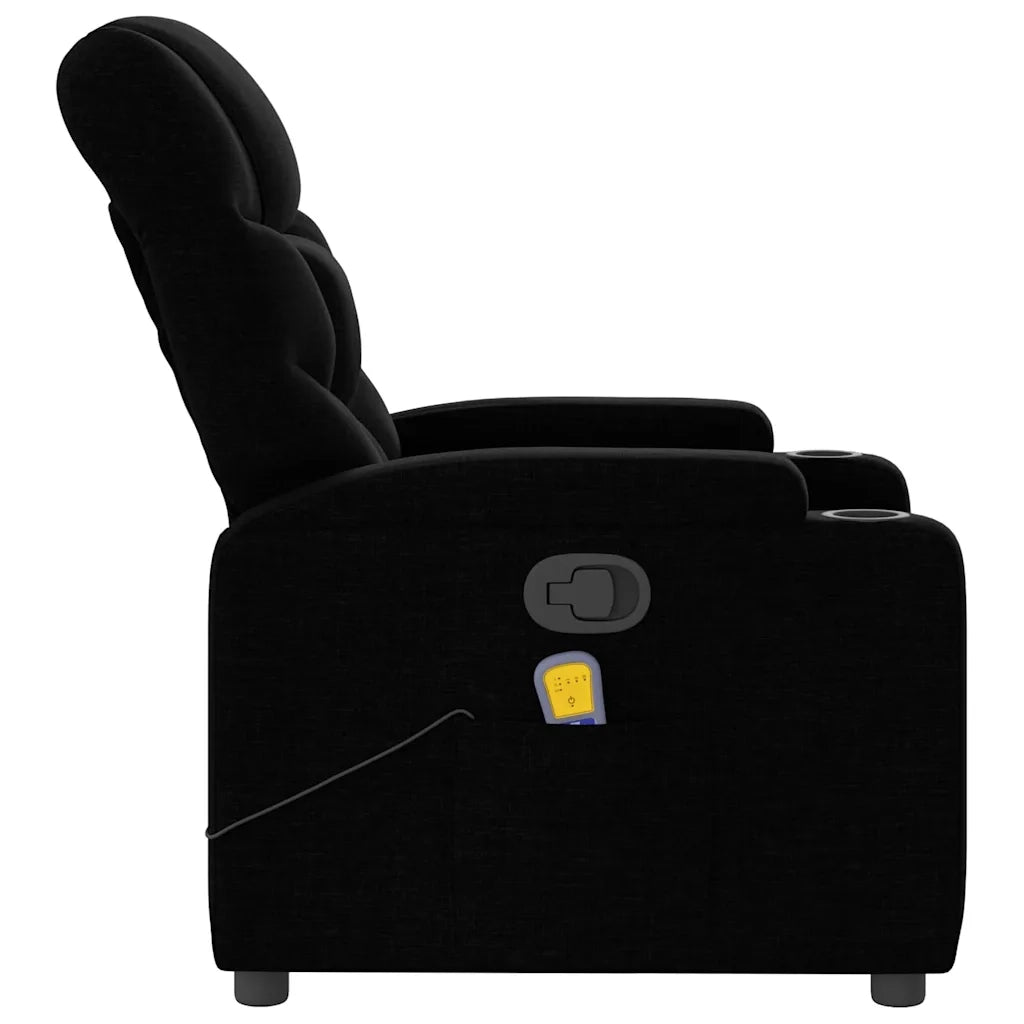 Poltrona Massaggiante | Sedia Relax Reclinabile Nera in Tessuto
