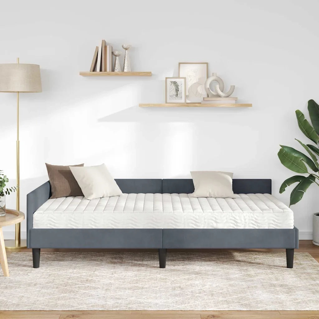 Struttura Letto Angolare con Materasso 2 pcs Grigio Velluto