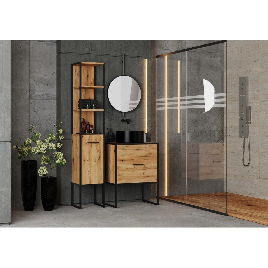 Mobile bagno AURA in rovere e metallo stile industrial