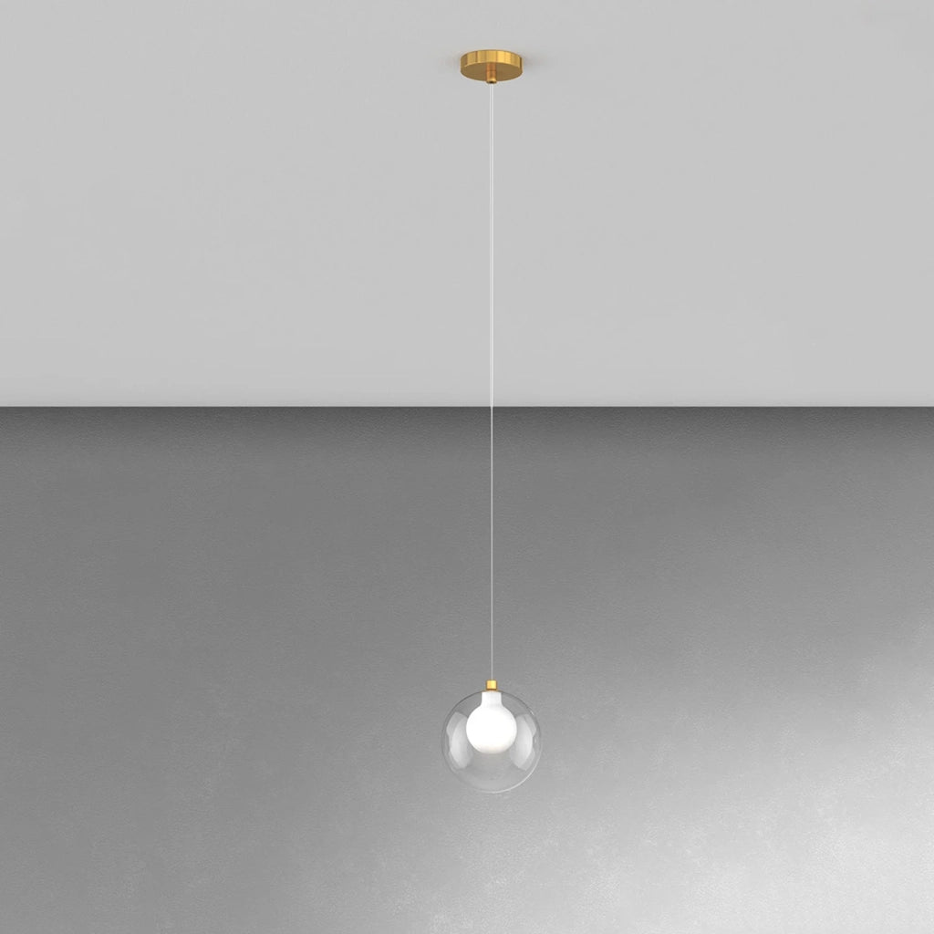 Lampadario Contemporaneo Inside Metallo Ottone Vetro Bianco 1 Luce G9