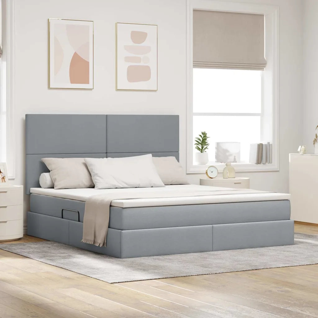 Letto con contenitore e materasso Grigio chiaro 180 x 200 cm