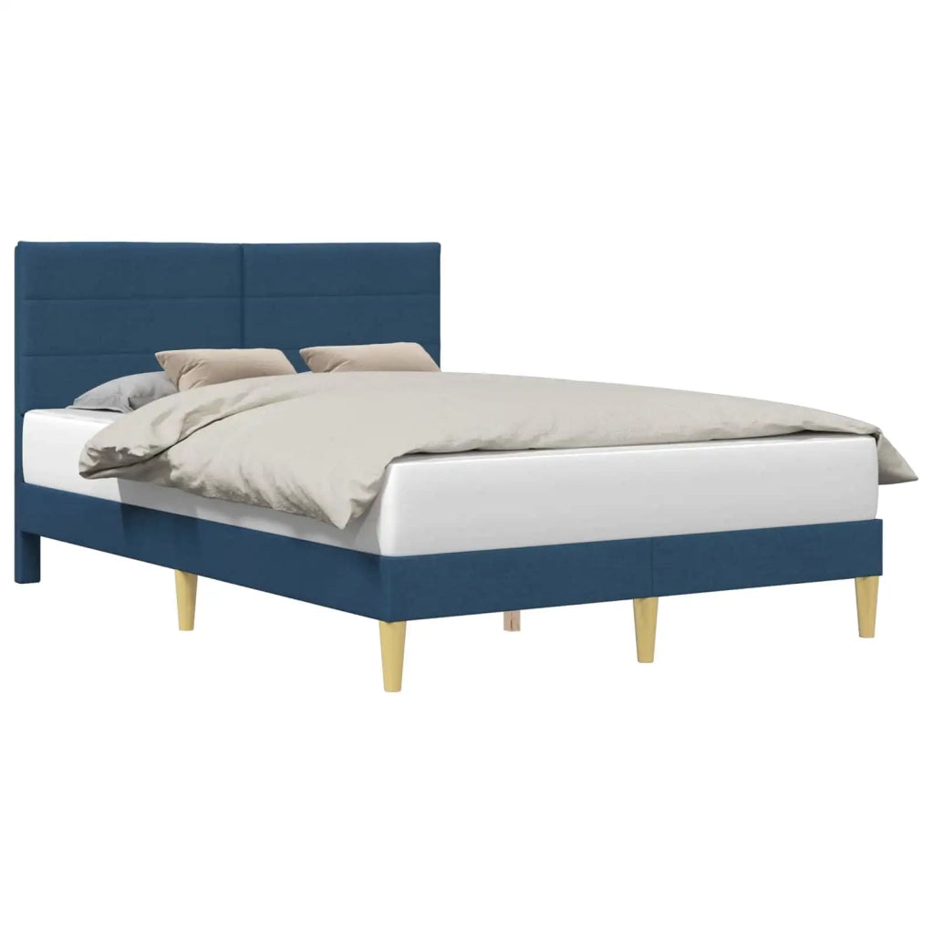 Letto matrimoniale | Letto per adulti | Struttura del letto con testiera Blu 140 x 200 cm Tessuto