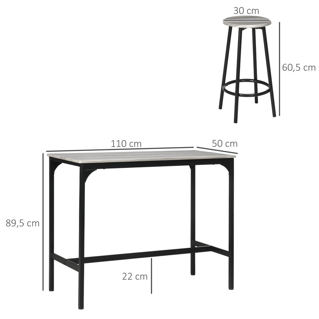 Tavolo da bar con 4 sgabelli ¨C Minimal ¨C grigio e nero, metallo