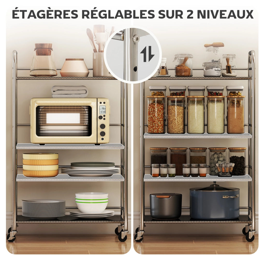 Carrello da cucina a 4 ripiani ¨C Minimal ¨C acciaio inox 60x35x100 cm argento