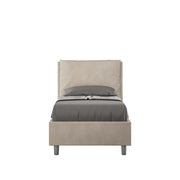 BS COM Letto singolo contenitore imbottito 90x210 microfibra sabbia