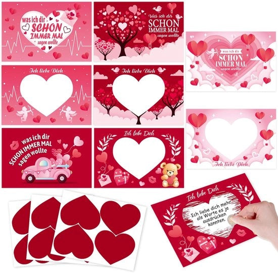 Set di Carte di Auguri 12 pezzi - San Valentino - Compleanno - Anniversario - Etichette per la Decorazione - Messaggi Personalizzati - Carte di Buon Augurio