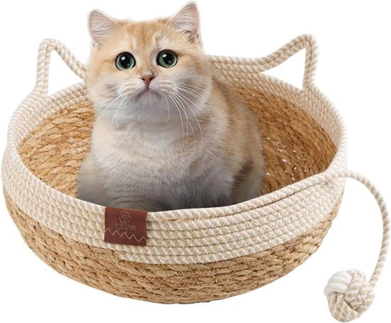 Recinzione per gatti in rotangiova, mand per gatti artigianale, recinzione per gatti per interni