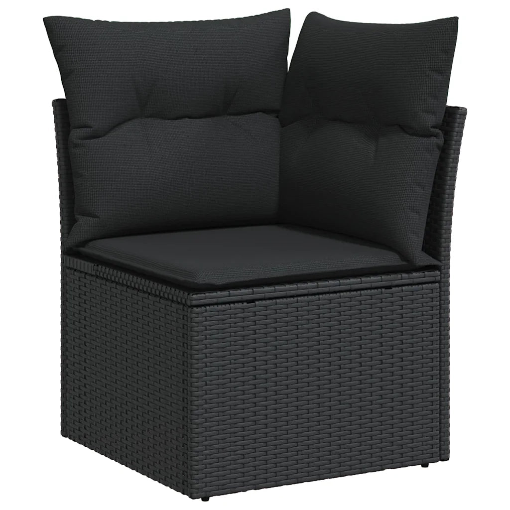 Set Divano da Giardino 6 pz con Cuscini Nero in Polyrattan 3325271