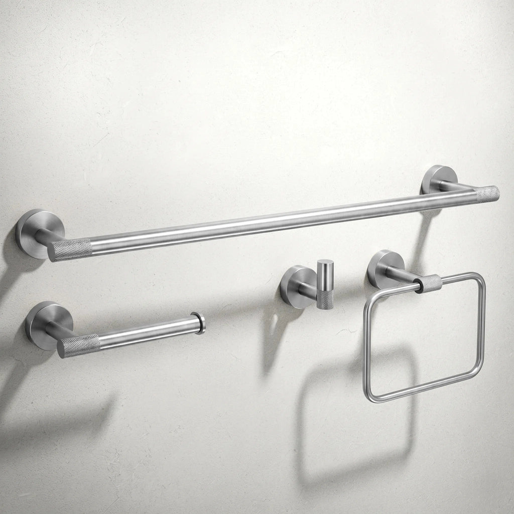 Set Accessori Da Bagno Grid Brush Nickel 4 Pezzi