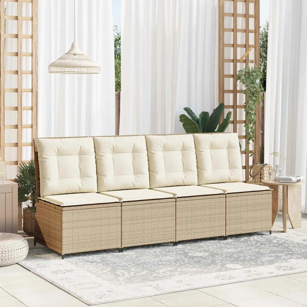 Divano da giardino con cuscino Nero e Bianco Crema polyrattan 3394480