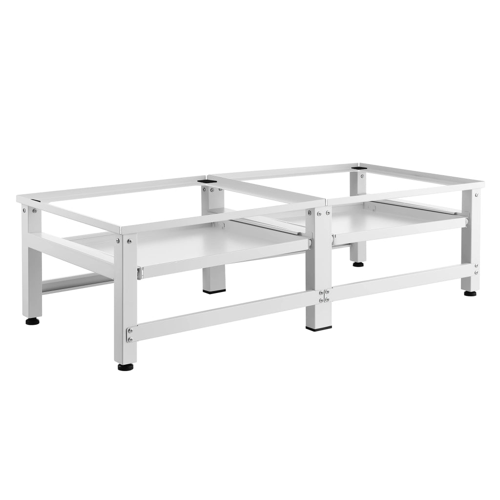 Supporto Doppio Bothel per Lavatrice in Acciaio con Ripiani Estraibili 124 x 54 x 37 cm - Bianco [en.casa]