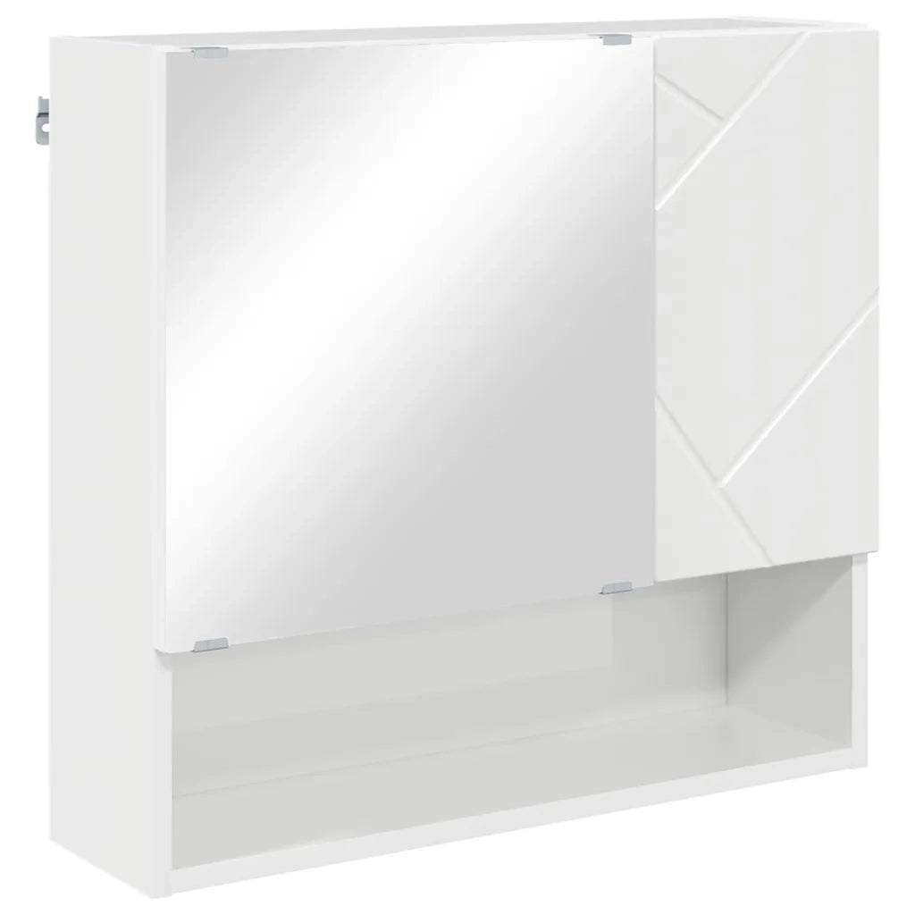 Mobiletto per specchio con porta Bianco Lucido 59 x 17 x 55 cm 883368