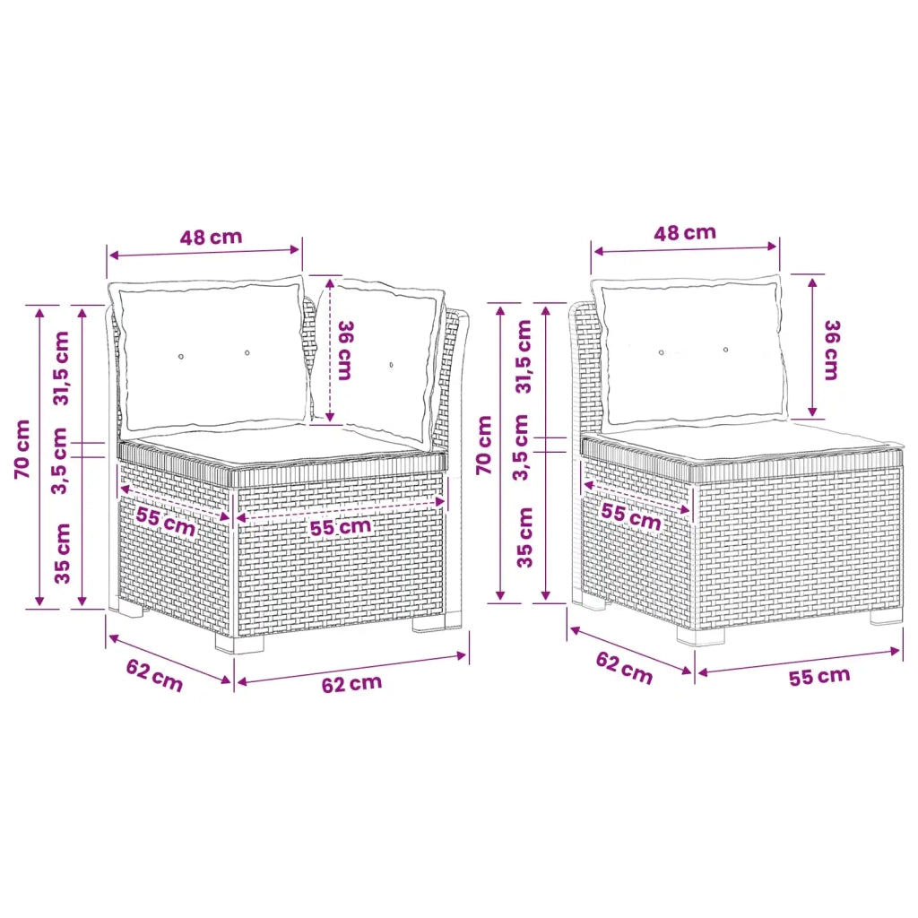 Divano da esterno-Divano da Giardino 3 posti con cuscini in look rattan PP 556067