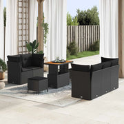 Set Divano da Giardino con cuscino con archiviazione 8 pcs Nero