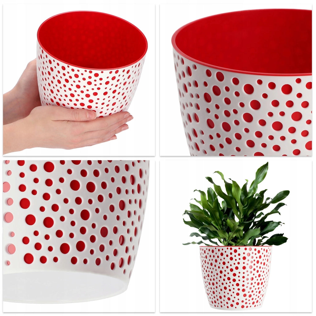 Vaso da fiori KADAX rotondo in plastica, 21 cm, rosso