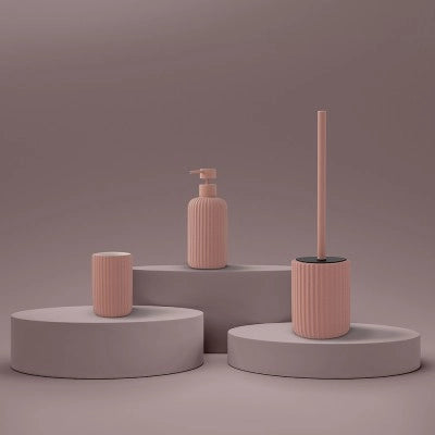 Set accessori bagno 2 pezzi in ceramica rosa soft touch Spring