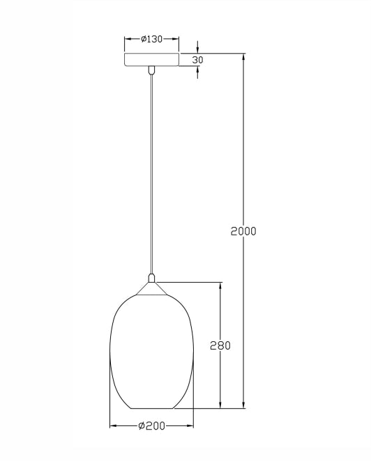 Lampada a Sospensione Infinity 200mm in Vetro Soffiato Fumé con Struttura in Metallo - Design Moderno Elegante per Illuminazione Interni
