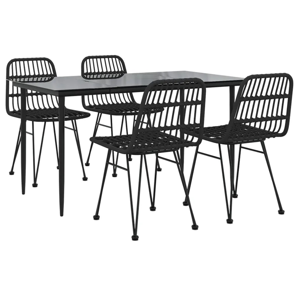 Set da Pranzo da Giardino 5 pz Nero in Polyrattan 3157882