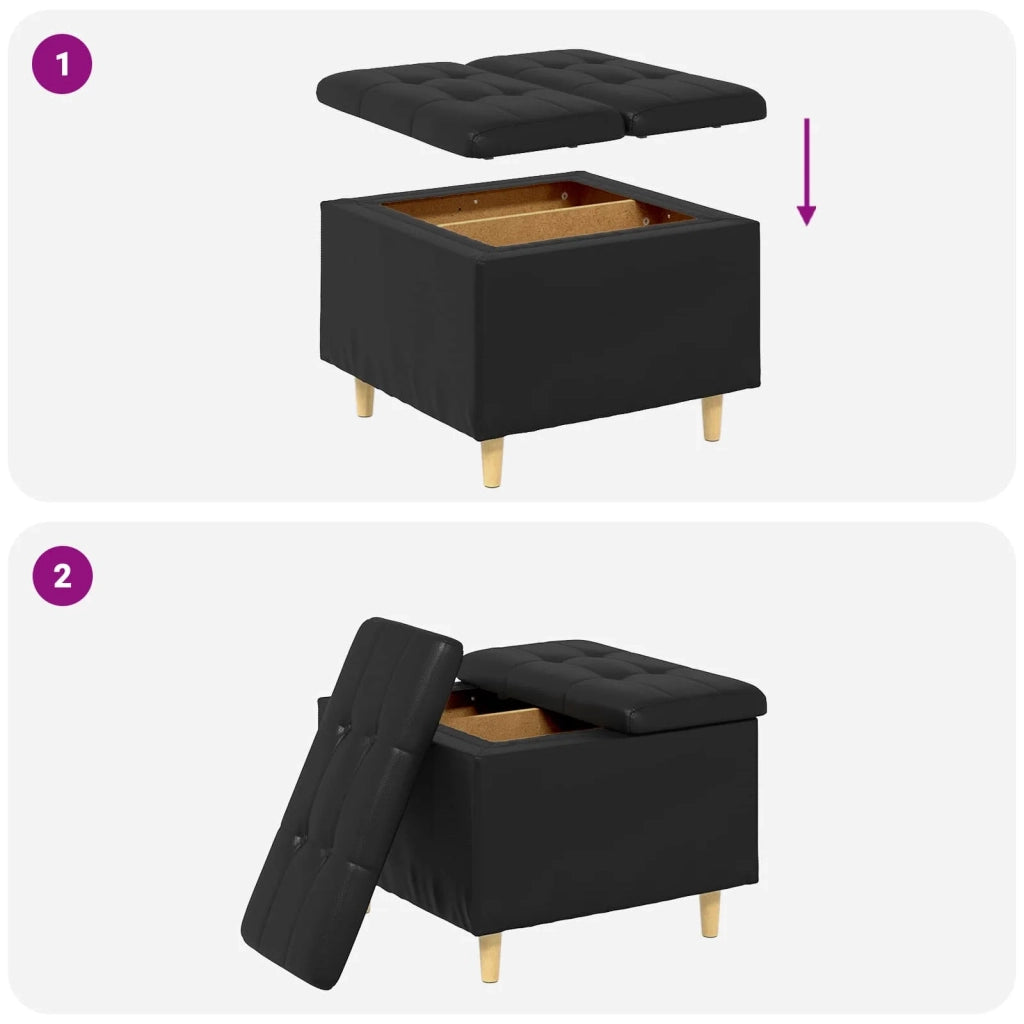 Pouf contenitore Nero 60 x 60 x 45 cm Pelle sintetica 876831