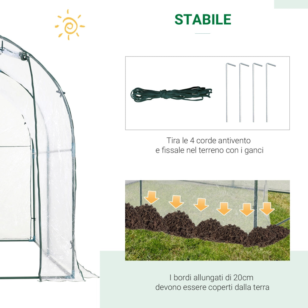Serra Tunnel da Giardino ¨C Minimal ¨C Acciaio, PVC, 2x2.5x2m