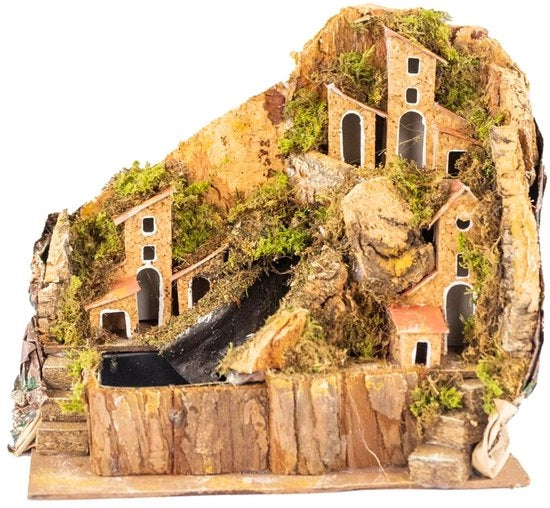 Nascondino per presepi di Natale con case - acqua azionata - 1 pezzo - Italia - 20 x 14 x 20 cm