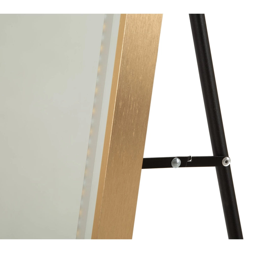 Specchio da terra LED Simple ad arco con cornice oro 57x166 cm