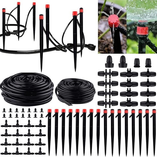 Set di Irrigazione a Gocce per Giardino - Irrigazione Automatica a Risparmio d'Acqua - 120ft / 36M