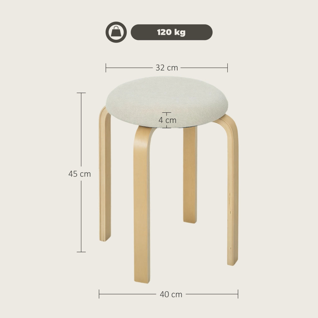 Pouf Imbottito 4 Pezzi ¨C zephmum ¨C Legno, Cremewei?
