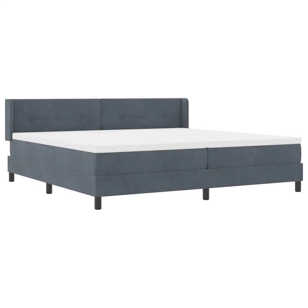Letto a molle con testiera Grigio scuro 200 x 200 cm Poliestere