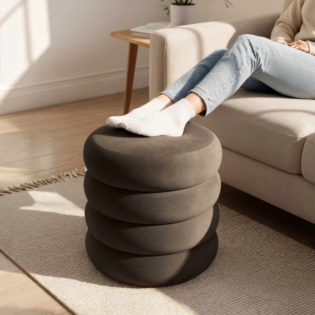Pouf contenitore cilindrico in velluto 42 cm SNUGGO Bronzo