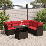 Set Divani da Giardino 7 pz con Cuscini Marrone in Polyrattan 3266614