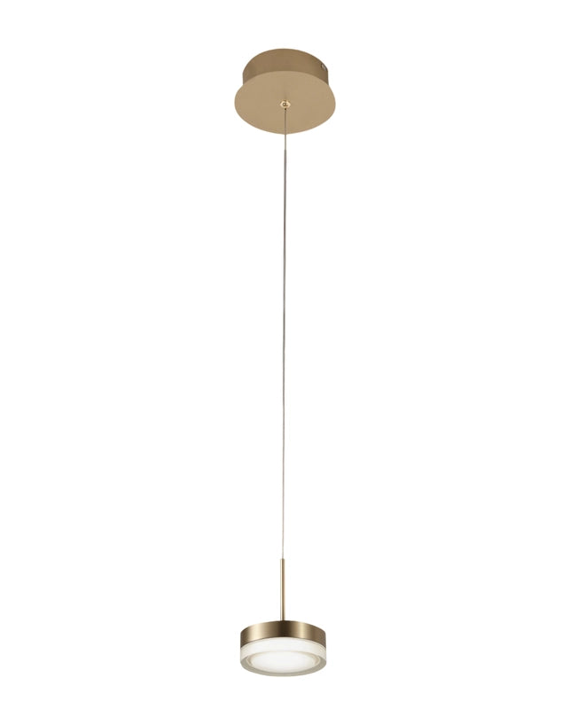 Dunk - Lampada a sospensione singola Ottone satinato di Fabas Luce - LED 8W dimmerabile, design moderno