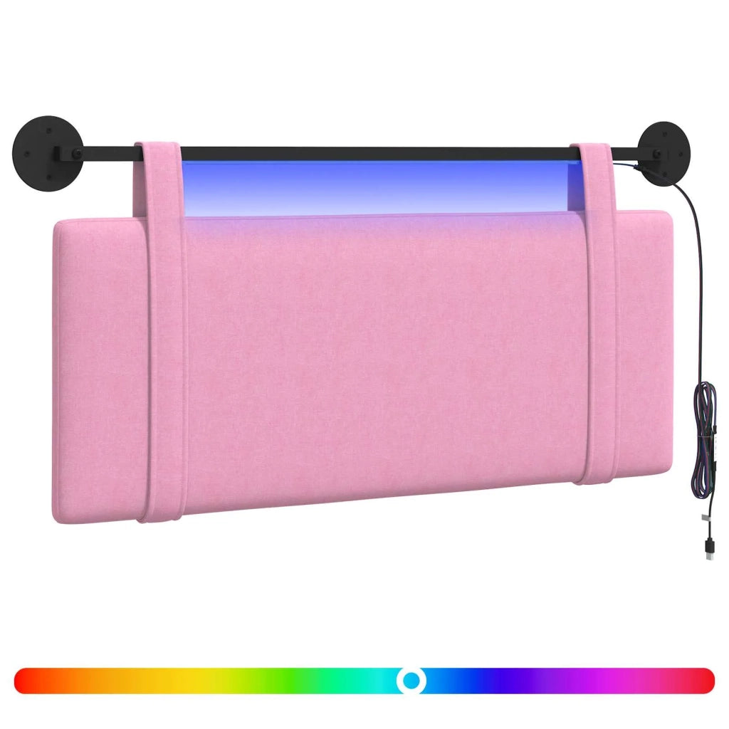 Testiera | Testata sospesa Con luce LED Rosa Tessuto