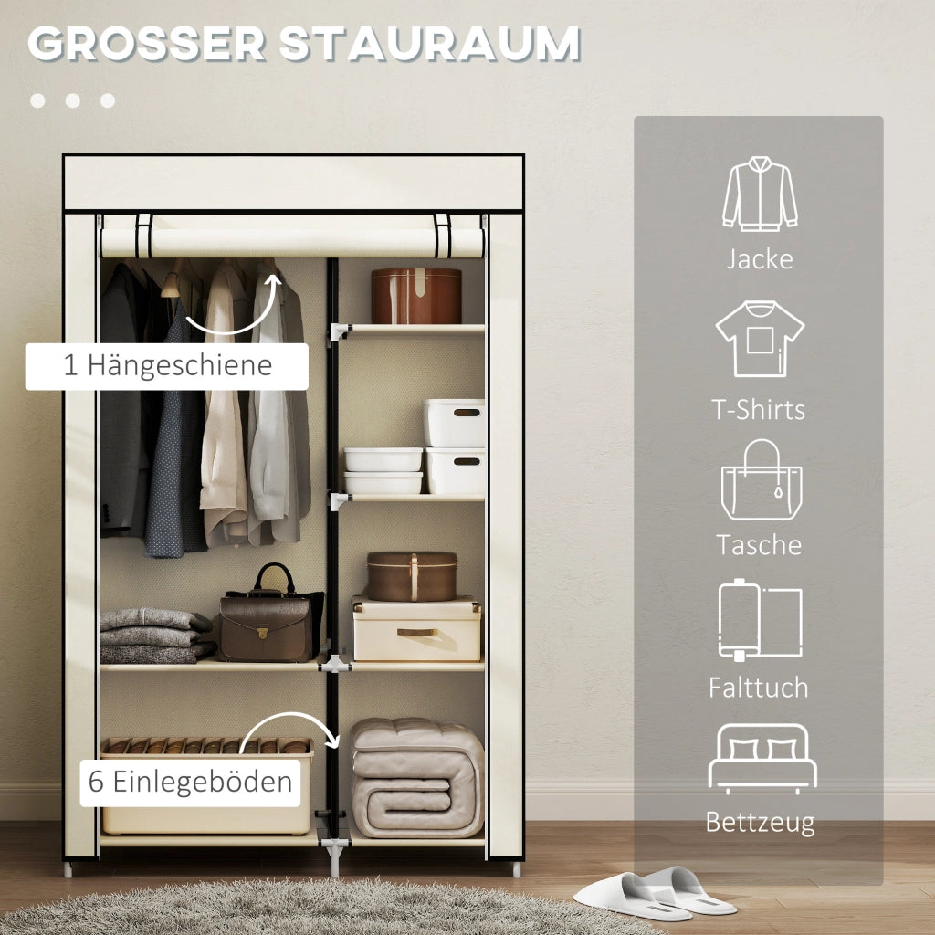 Armadio in Tessuto con Ripiani e Appendiabiti ¨C Zephmum ¨C Beige