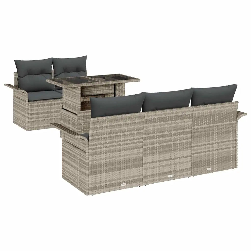 Set Divano da Giardino con cuscino 6 pcs Grigio chiaro