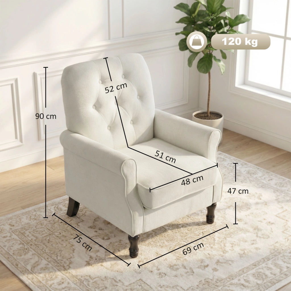 Poltrona ¨C zephmum ¨C crema, lino, 69x75x90