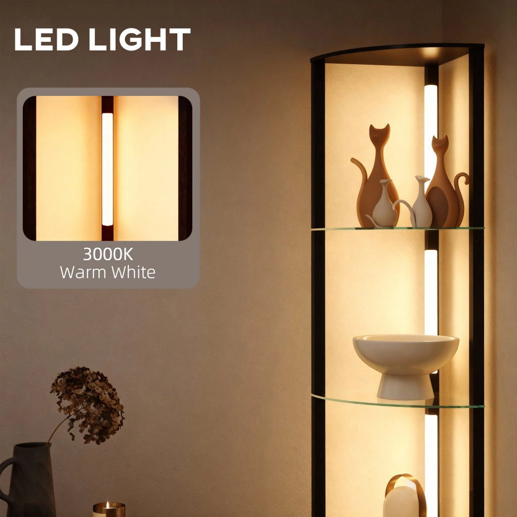 Lampada da Terra con 5 Ripiani e Luce LED 3 Livelli di Luminosità e Interruttore a Pedale Nero