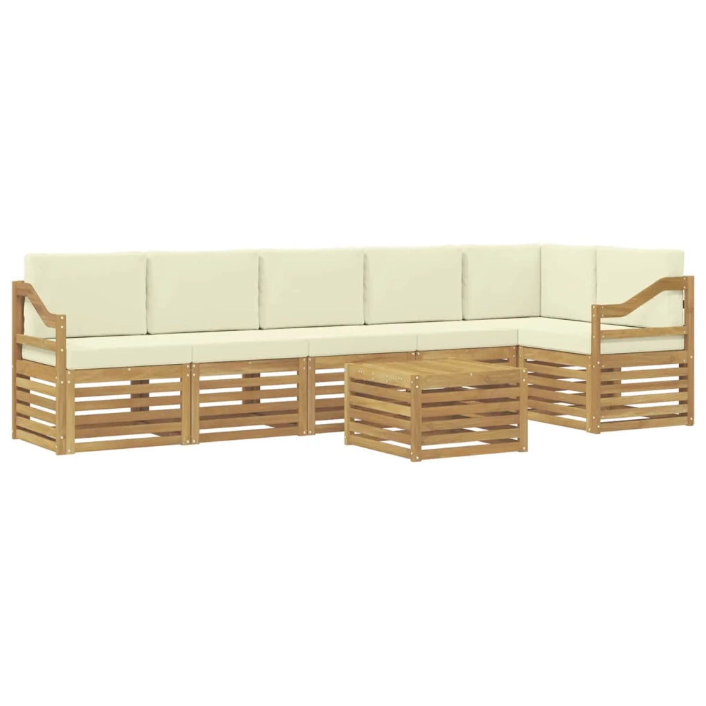 Set divano sezionale con cuscino 7 pcs Bianco e Crema 3391970