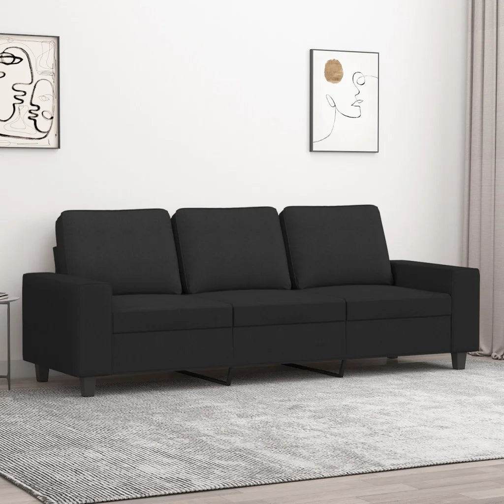 Divano a 3 Posti-Sofa 3 Posti Nero 180 cm in Tessuto 662236