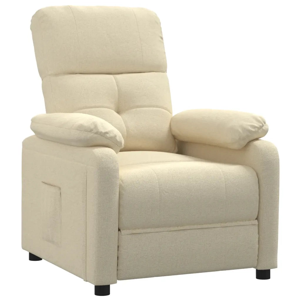 Poltrona | Sedia Relax Reclinabile in Tessuto Crema