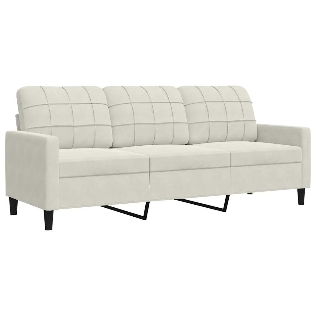 Set di Divani 3 pz con Cuscini e Rinforzi Crema in Velluto 3278379